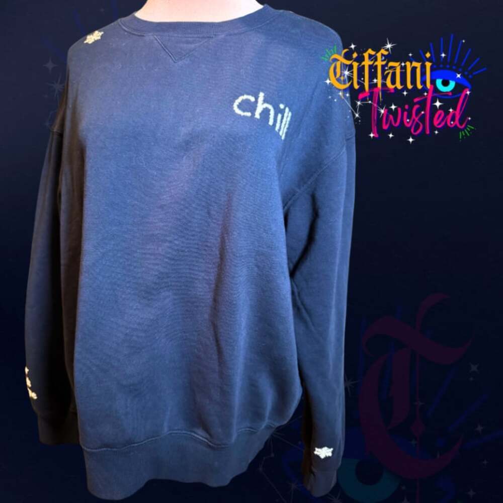 Wildfox “Chill On Mountain Time” Embroidered Sweatshirt NWOT Size Large - Picture 7 of 7